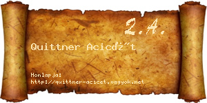Quittner Acicét névjegykártya
